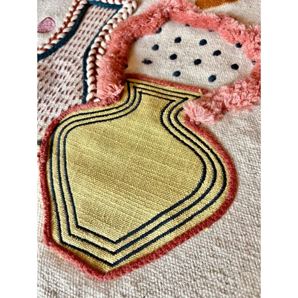Vintage Handmade Textile Wall Hanging | Boho Fiber Art Tapestry with Tassels